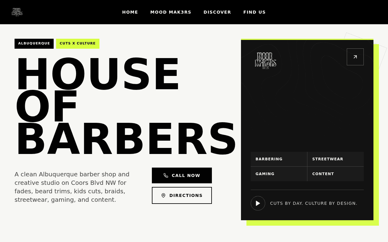 House of Barbers homepage at houseby.us