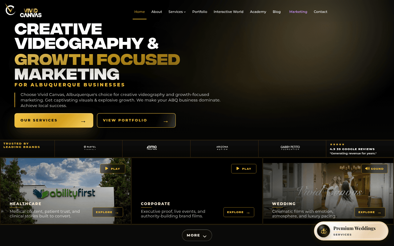 Vivid Canvas homepage at vividcanvas.tv
